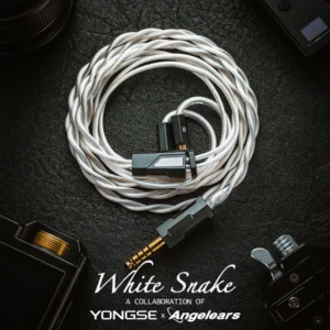 Angelears X Yongse WhiteSnake Edition Prata esterlina + banhado a prata Estrutura coaxial de cobre de cristal único Cabo de fone de ouvido